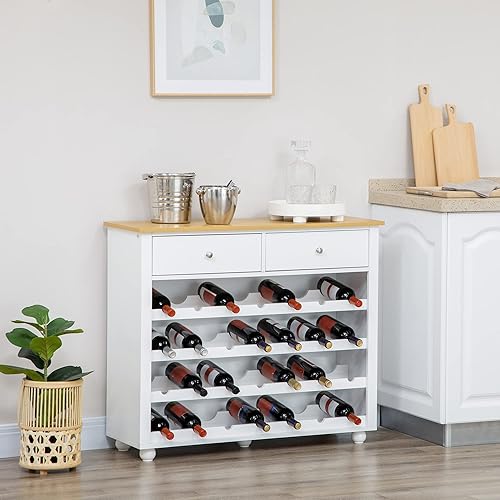 Miniatura 2 de HOMCOM Moderno armario de bar gabinete de vino con estante de vino de 28 botellas aparador de cocina con 2 cajones de almacenamiento para bar en