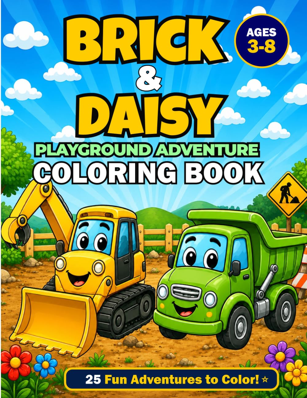 Brick & Daisy Build a Playground: Construction Vehicle Coloring Book