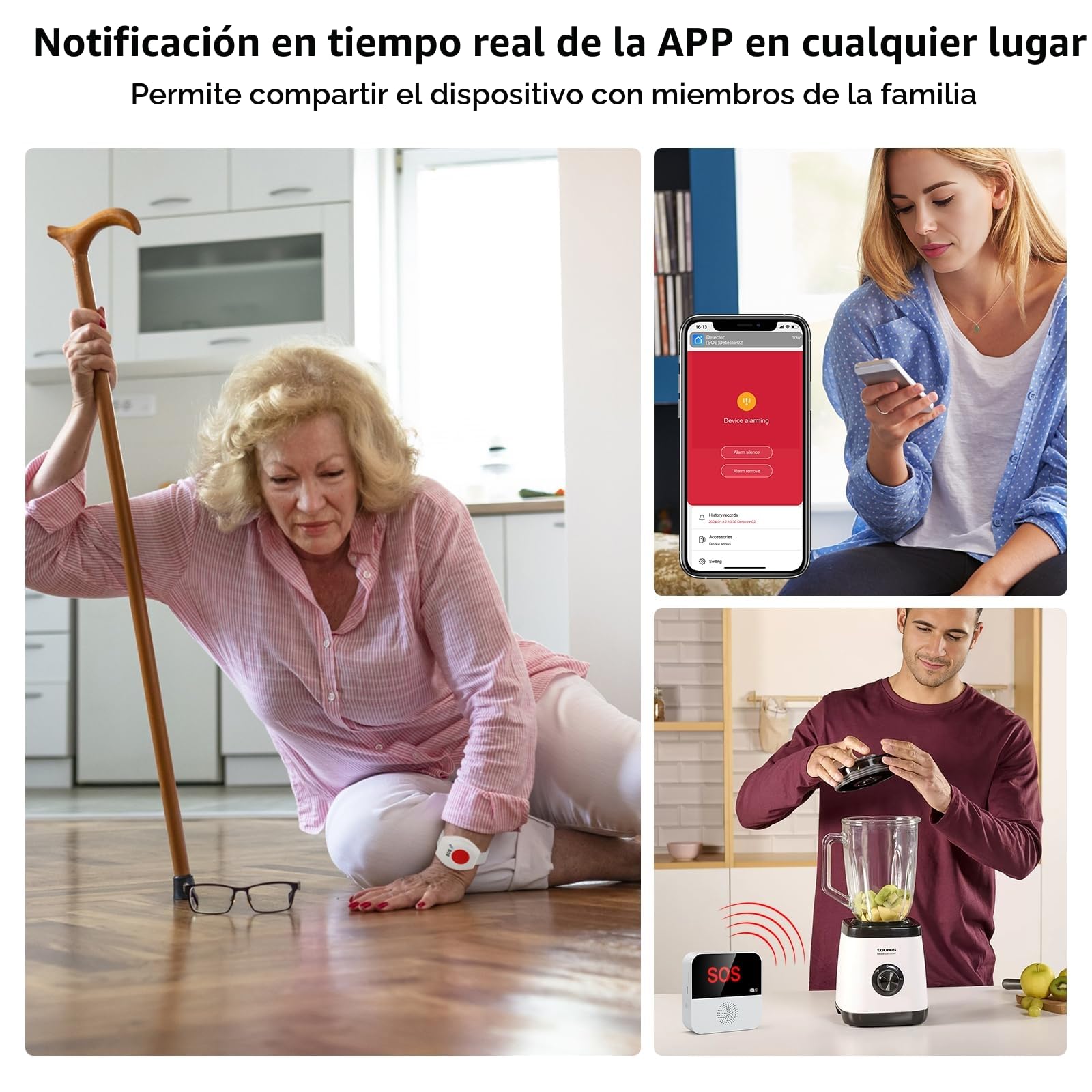 Reloj Emergencia Ancianos, Tuya Smart WiFi Boton Emergencia Ancianos, 1 Receptor 1 Botone 1 Muñeca Botón (sólo soporta 2.4GHz Wi-Fi)