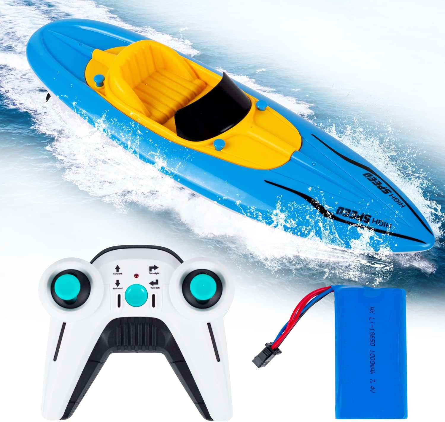 RC Boat for Pools and Lakes,2.4 GHz Remote Control Boat Toy for Kids and Adults,20KM/H High Speed Pool Toys with Rechargeable Battery (Blue)