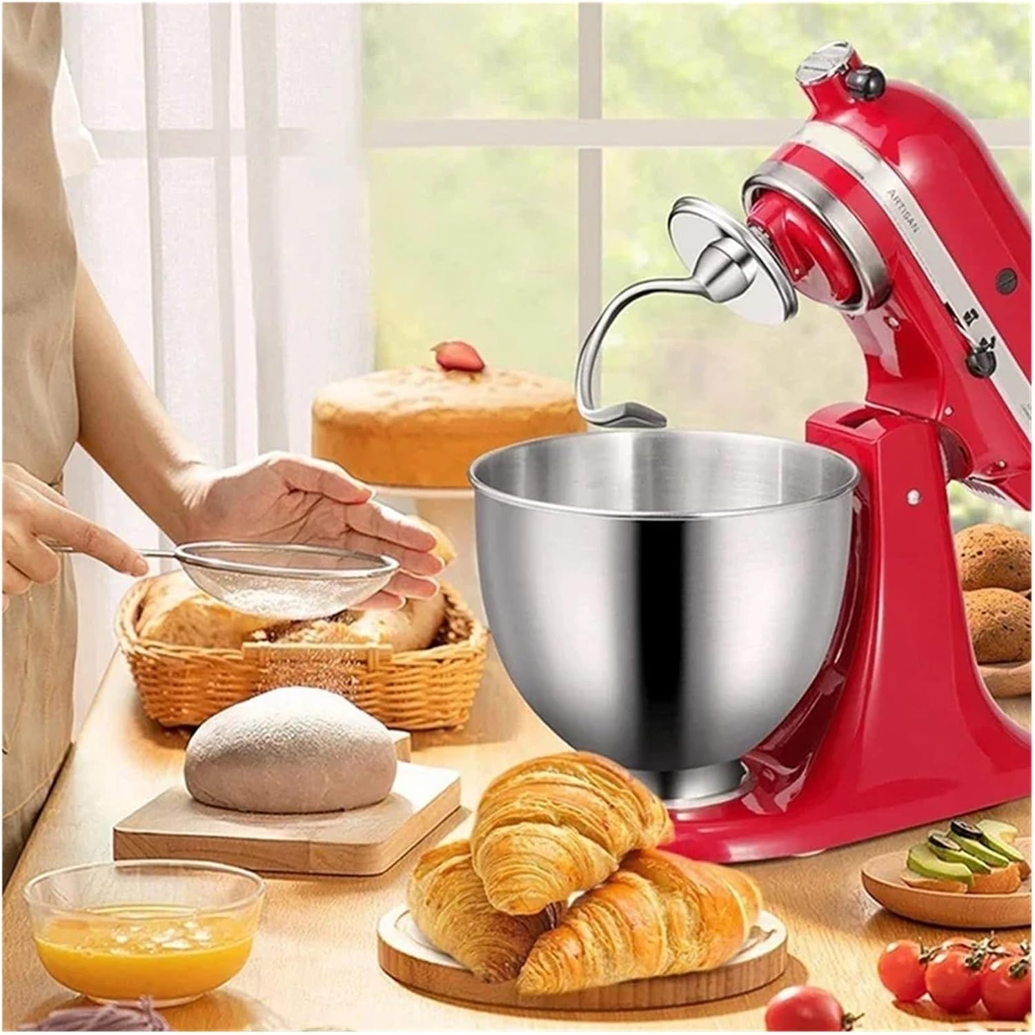 Kitchen Mixer Dough Hook, Compatible For Kitchenaid，5 Quart Stand Mixer K5WW Wire Whip& 5K7SDH Dough Hook&Mixer Aid Paddle