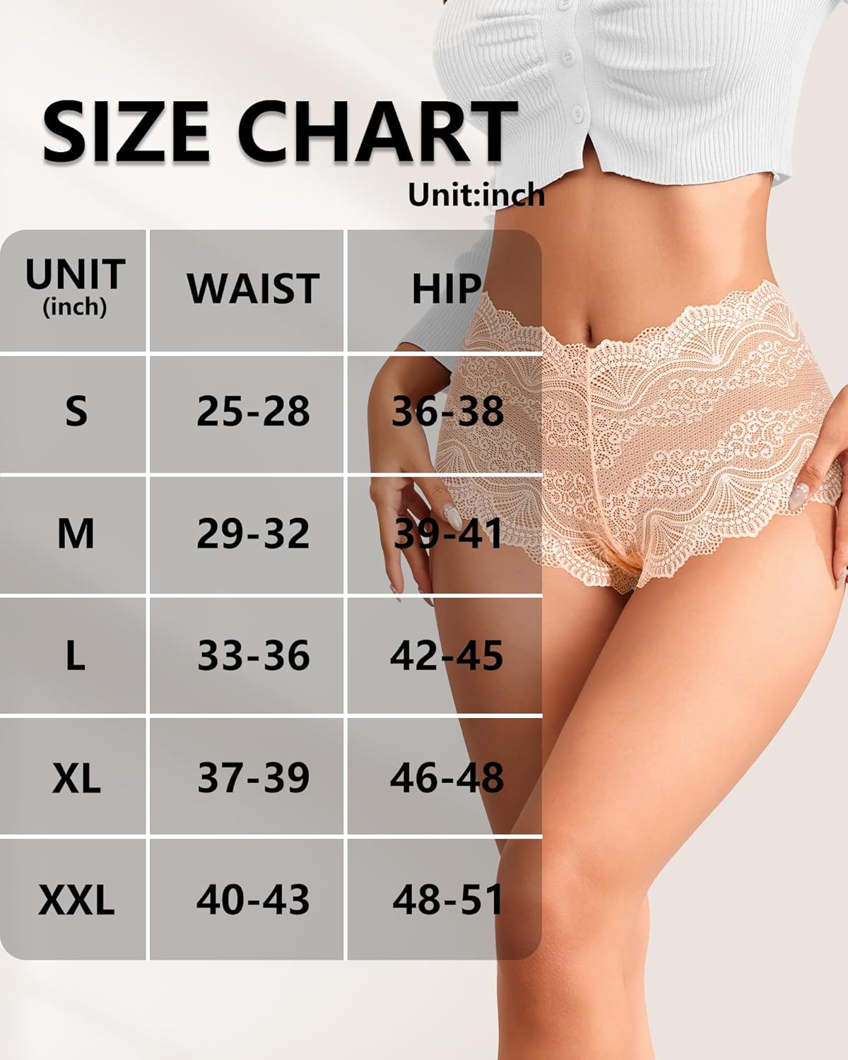 Sexy Womens Underwear High Waisted Lace Panties V Waist Soft Lightweight Breathable Ladies Briefs 6 Pack - Image 6