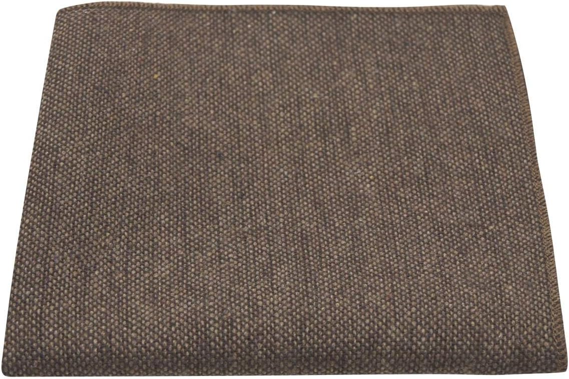 King & Priory Highland Weave Hessian Brown Pocket Square, Handkerchief