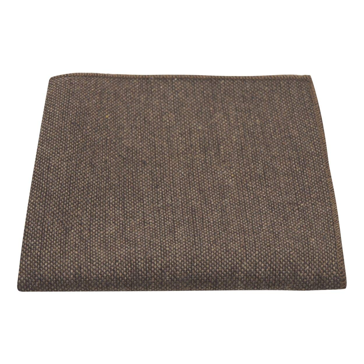 King & Priory Highland Weave Hessian Brown Pocket Square, Handkerchief