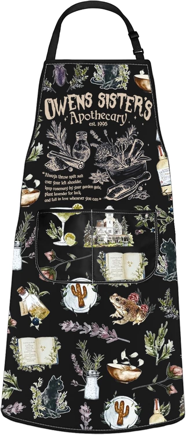 POFULL Midnight Margaritas Gift Magic Witches Gift Sisters Apothecary Apron With Pockets