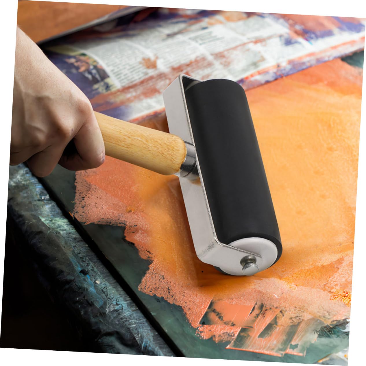 4 Piezas Rodillo de Plástico para Estampado de Herramienta de Pintura Multi Funcional Ligero y Duradero para y Aplicación de Tinta
