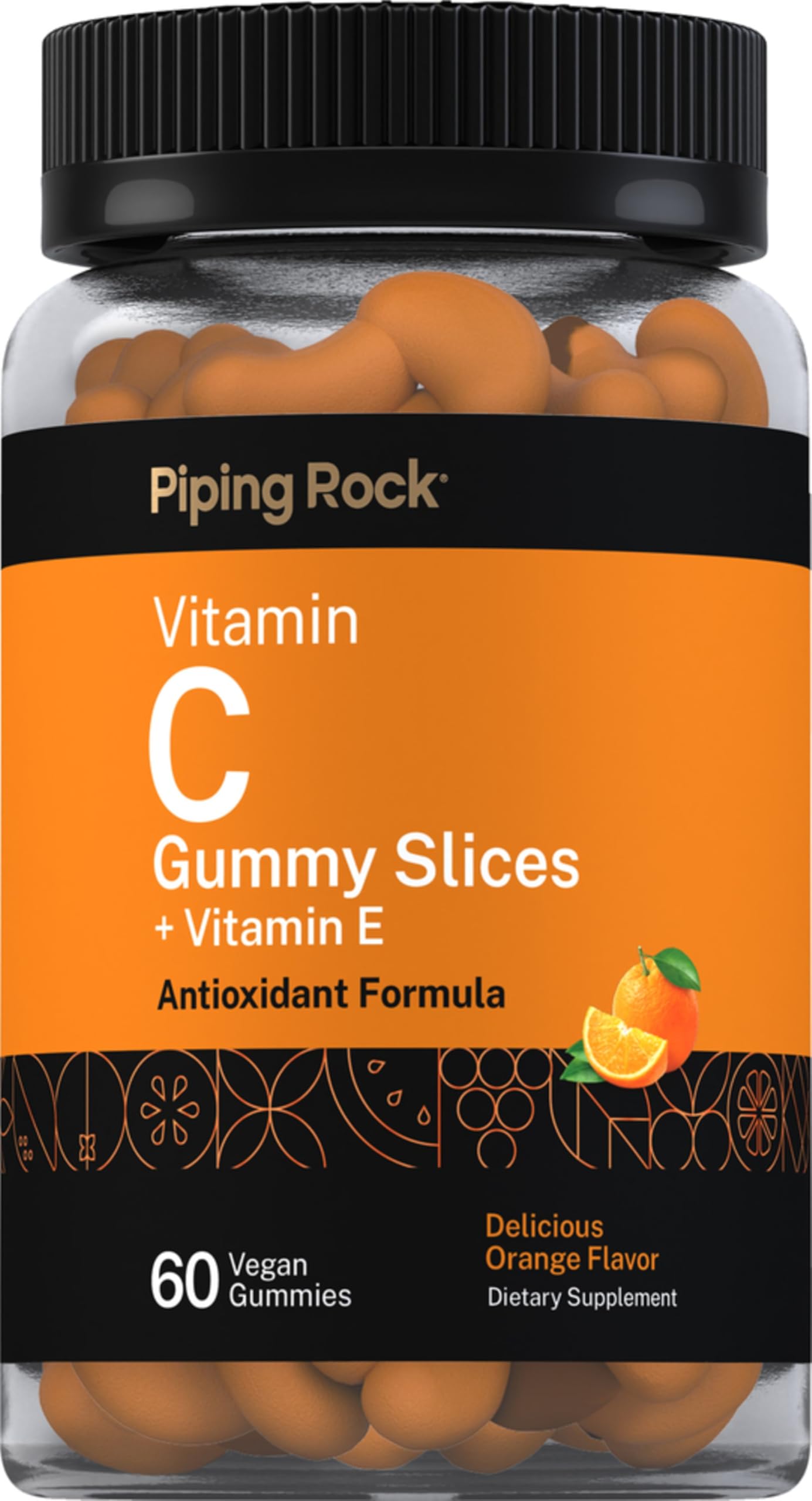 Piping Rock Vitamin C Gummies | 60 Count | Orange Flavor | with Vitamin E