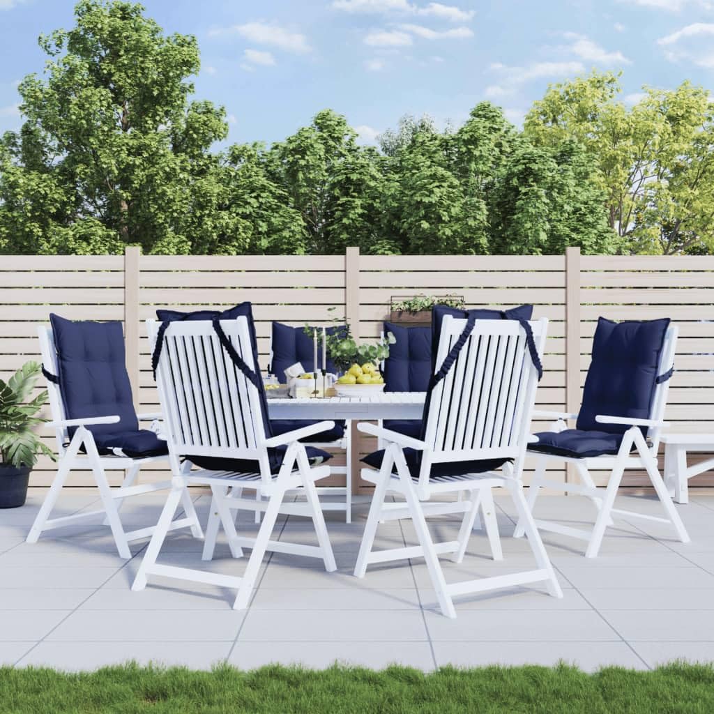 vidaXL Hochlehner Auflagen 6 STK., Gartenstuhlauflagen mit Bänder, Sitzauflagen Polster für Gartenmöbel, Polsterauflagen für Gartenstuhl, Marineblau Oxford-Gewebe