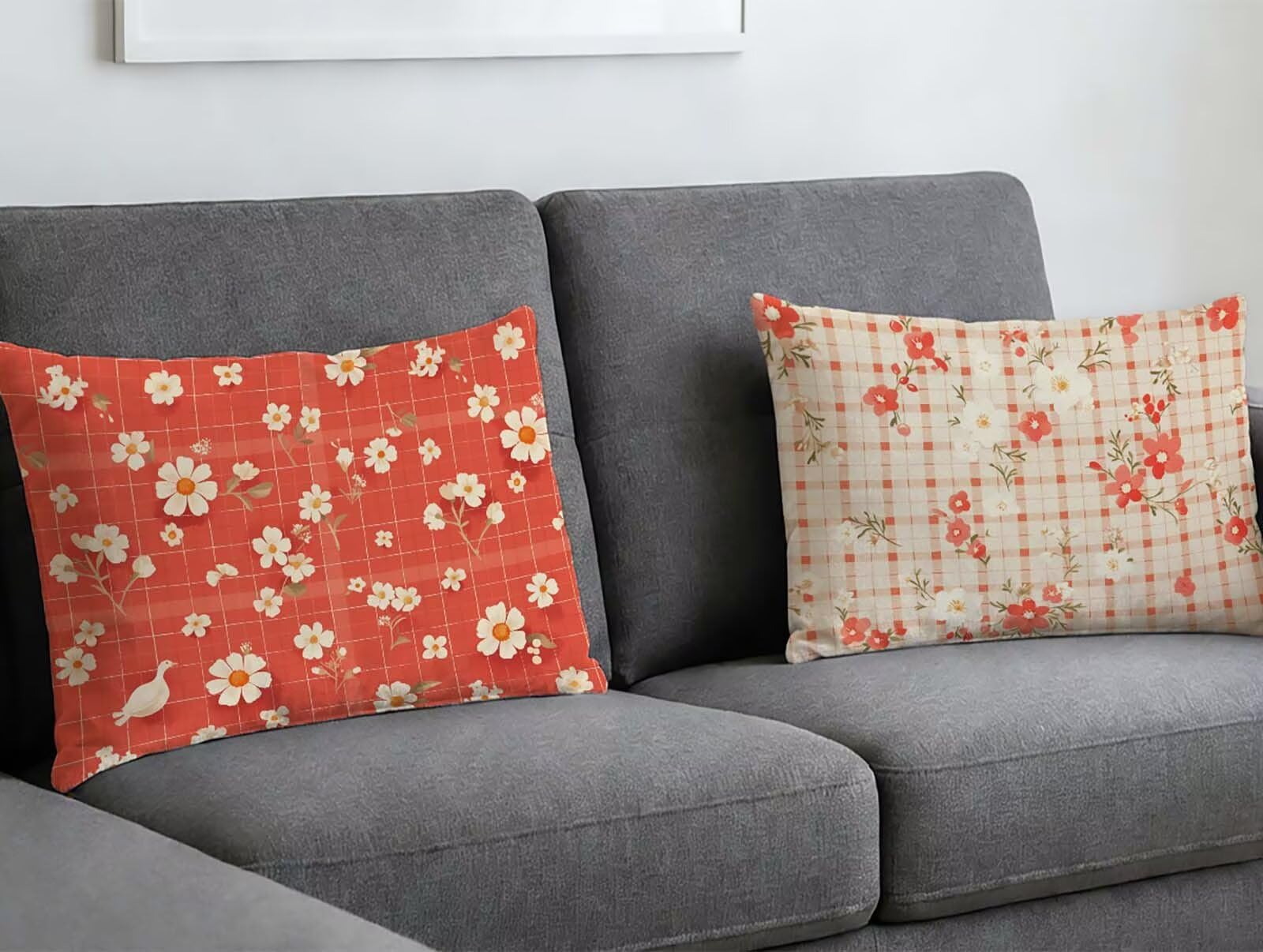 Housse de coussin rouge 40x80 en velours pour un salon cocooning
