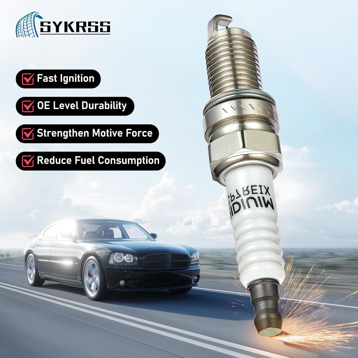 DCPR7EIX Iridium Spark Plugs 4 Pack Compatible with Harley-Davidson Sportster 1200 1988-2016 Sportster 883 1986-2016 Replacement for 6046 HF170B Spark Plug