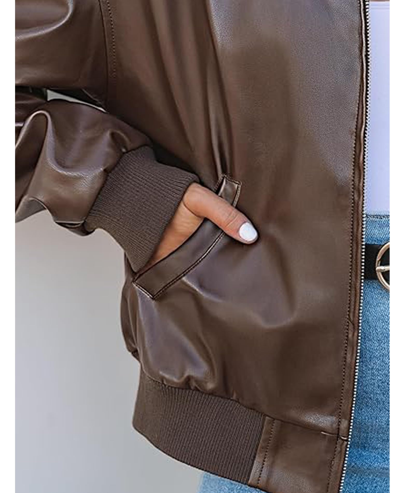 xxxiticat Donna Oversized PU Pelle Giacca Moda Moto Cappotti Autunno Abiti Giacca in Ecopelle Zip Up Capispalla