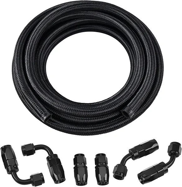 EVIL ENERGY 10AN Fuel Line Kit,AN10 Braided Nylon Fuel Hose CPE 10FT Black