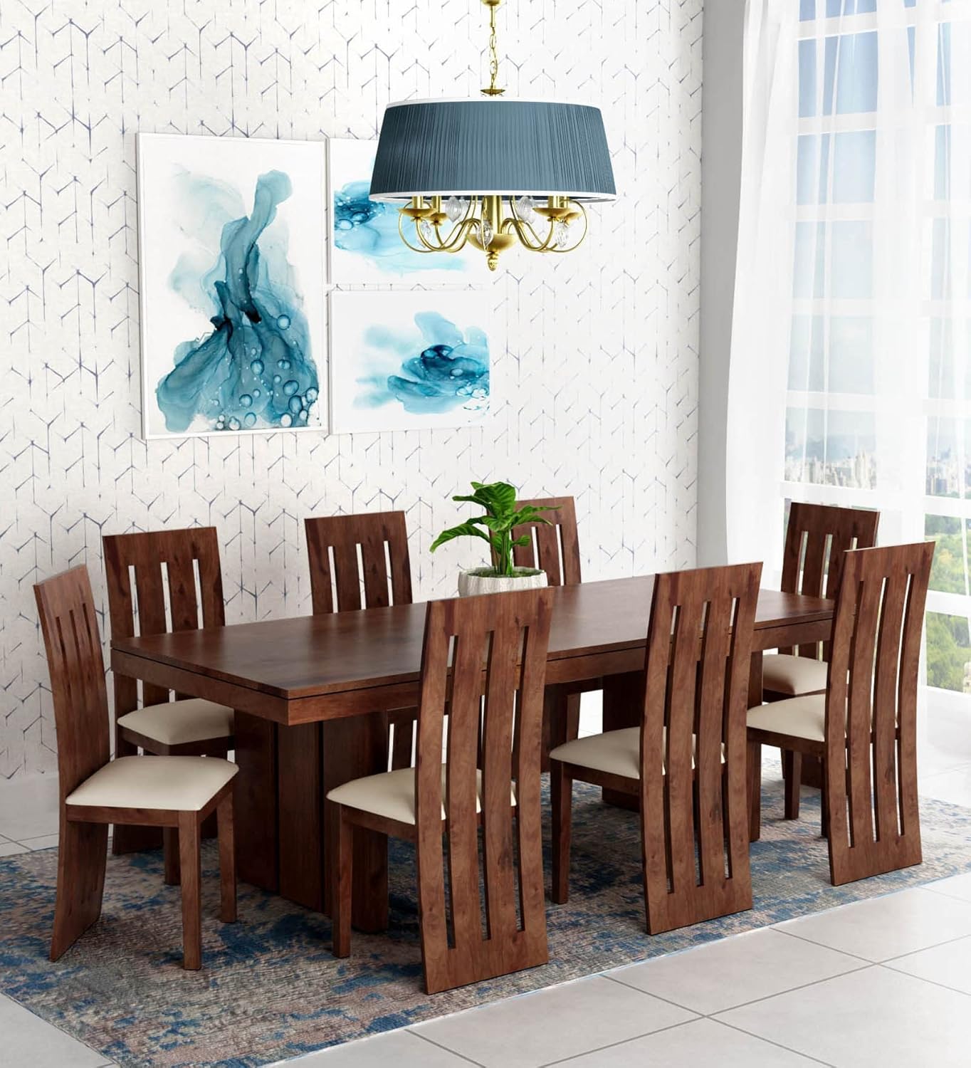 KD FURNITURES Dining Table 8 Seater with Chairs Dining Table Set Dining Room Set Sheesham