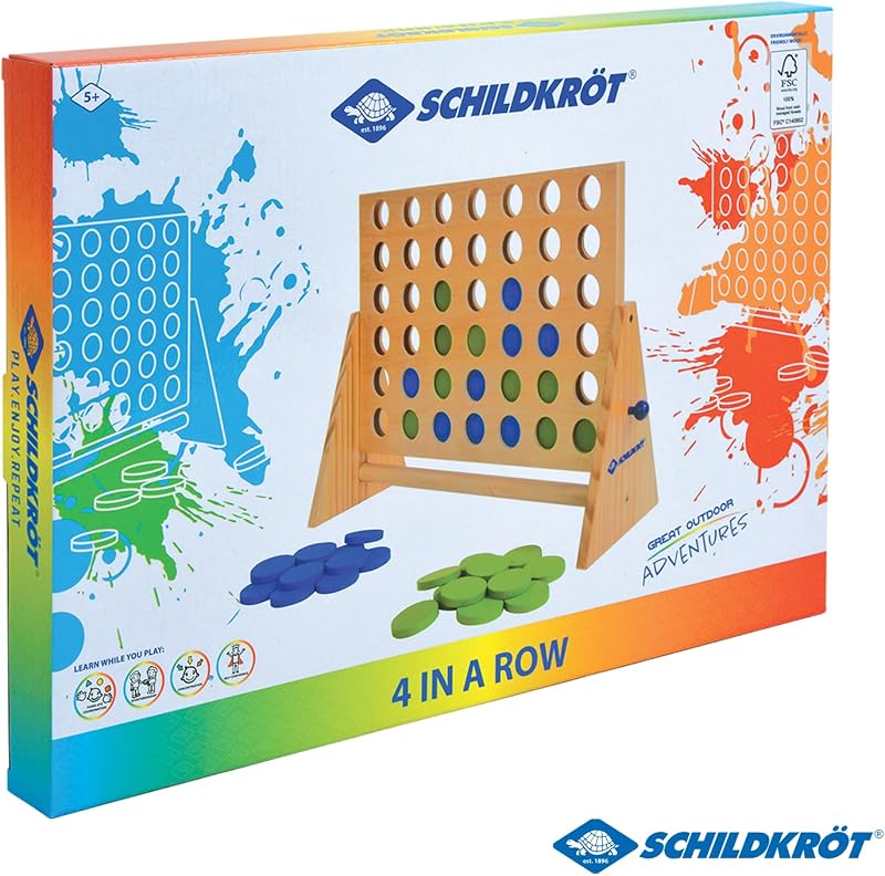 Schildkröt XXL Négy a nyerő stratégiai társasjáték fenntartható FSC fából, 3+ éves kortól, 2 játékos részére, 45,5×32,5×40 cm
