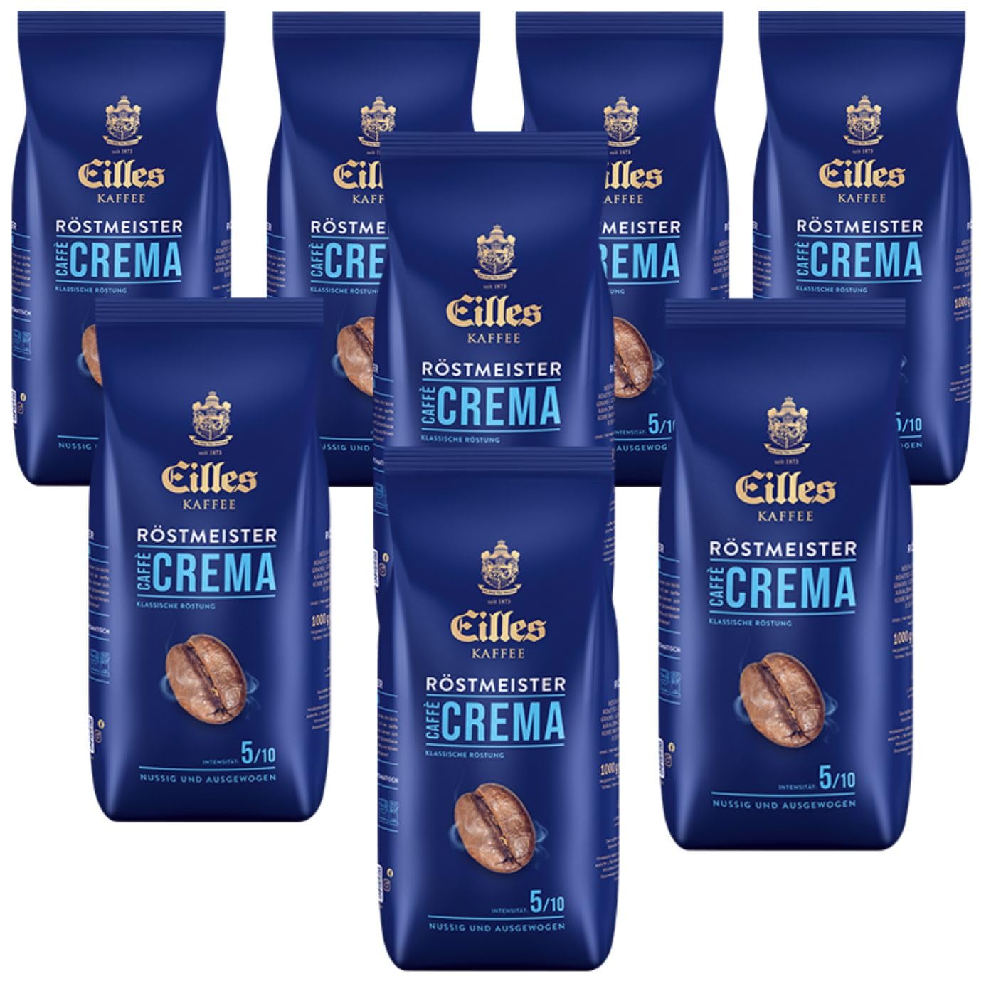 Eilles Gourmet Caffè Crema Röstmeister, 1000g, ganze Bohne 8er Pack