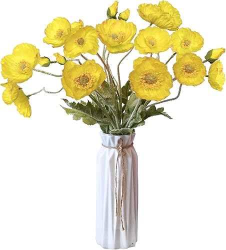 Miniatura 7 de Flores artificiales, 5 piezas de amapolas, flores artificiales de seda para el hogar, oficina, boda, decoración al aire libre (azul marino)