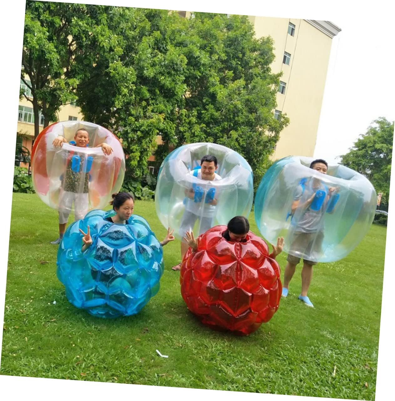YARNOW Inflatable PVC Bumper Ball Transparent Blue Fun Outdoor Collision Game Prop for Adults for Backyard Beach Activities Encourages Coordination Friendly