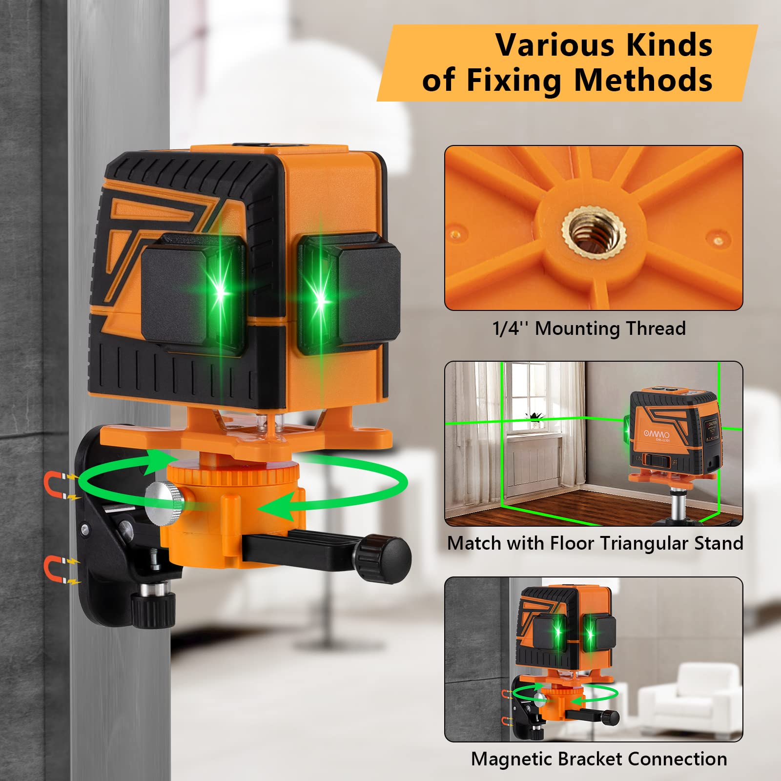 OMMO Laser Level, 12 Lines Green Laser Level Self Leveling Tool, 150ft Green Line Laser Level