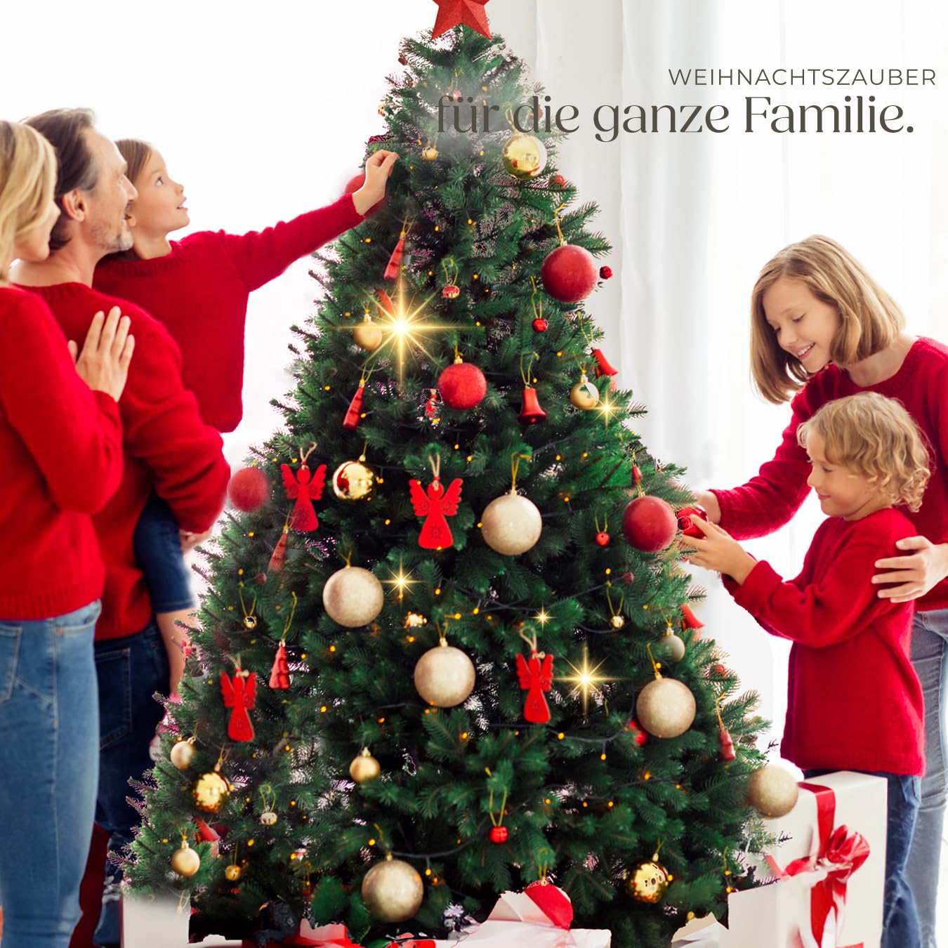 tectake Christbaum realistischer und naturgetreuer Weihnachtsbaum künstlich, Tannenbaum, Deko, Christmas Tree - Kunstbaum mit Ständer - 140 cm, 470 Spitzen und Spritzguss-Nadeln grün