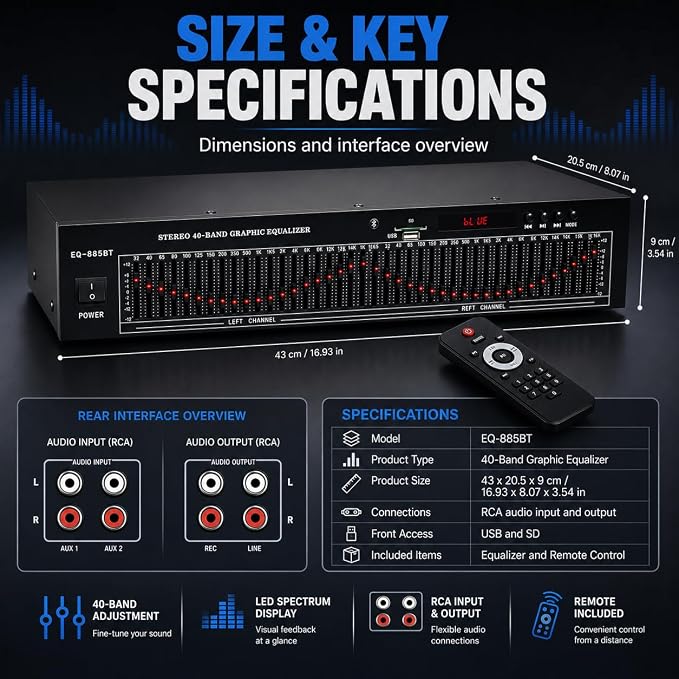 Ecualizador de audio estéreo gráfico 20 bandas TsoLay miniatura 2