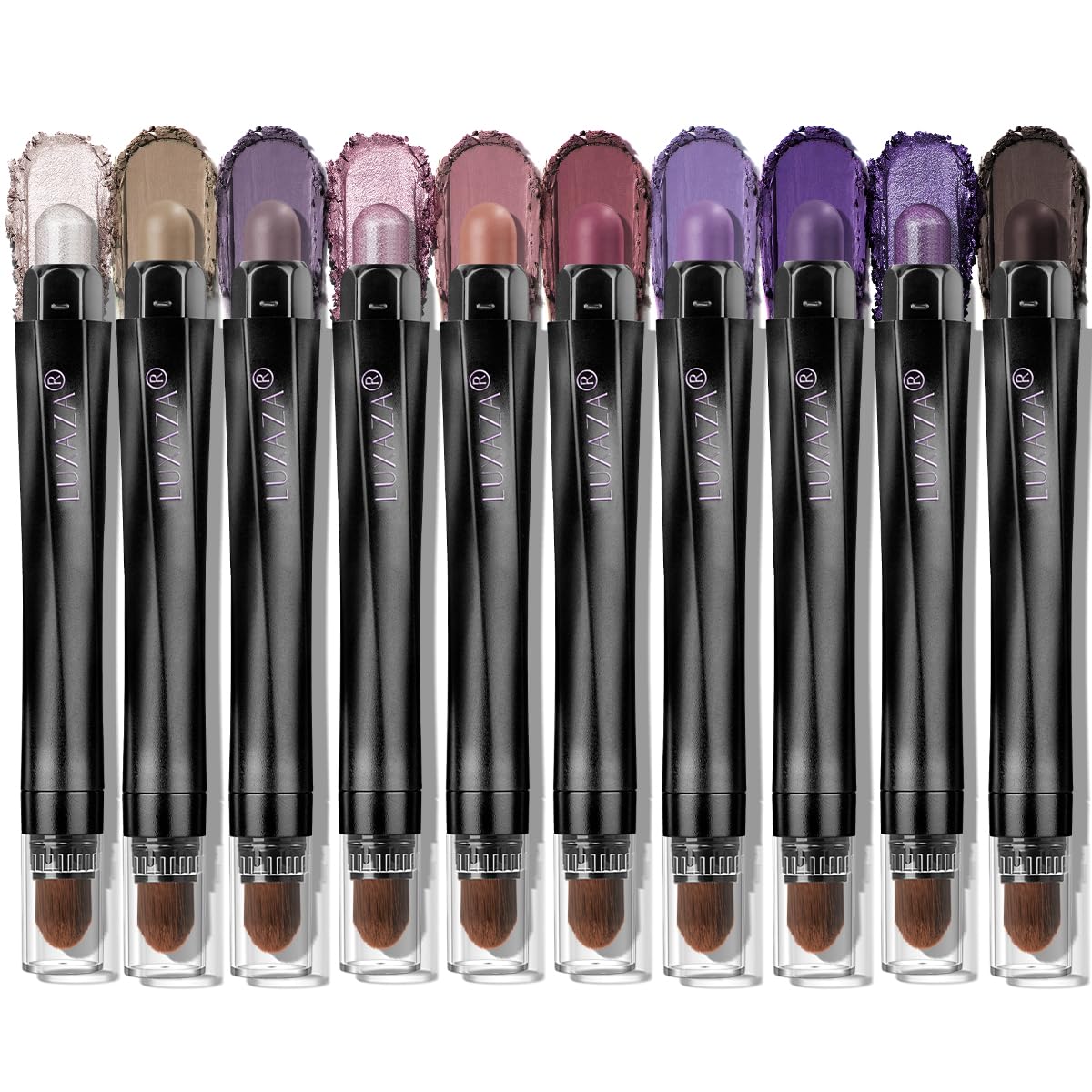 LUXAZA 10PCS Eyeshadow Stick Set,Pro Longwear Purple Cream Eye Shadow Brightener Pencil Crayon Makeup Sticks-Grape Glam