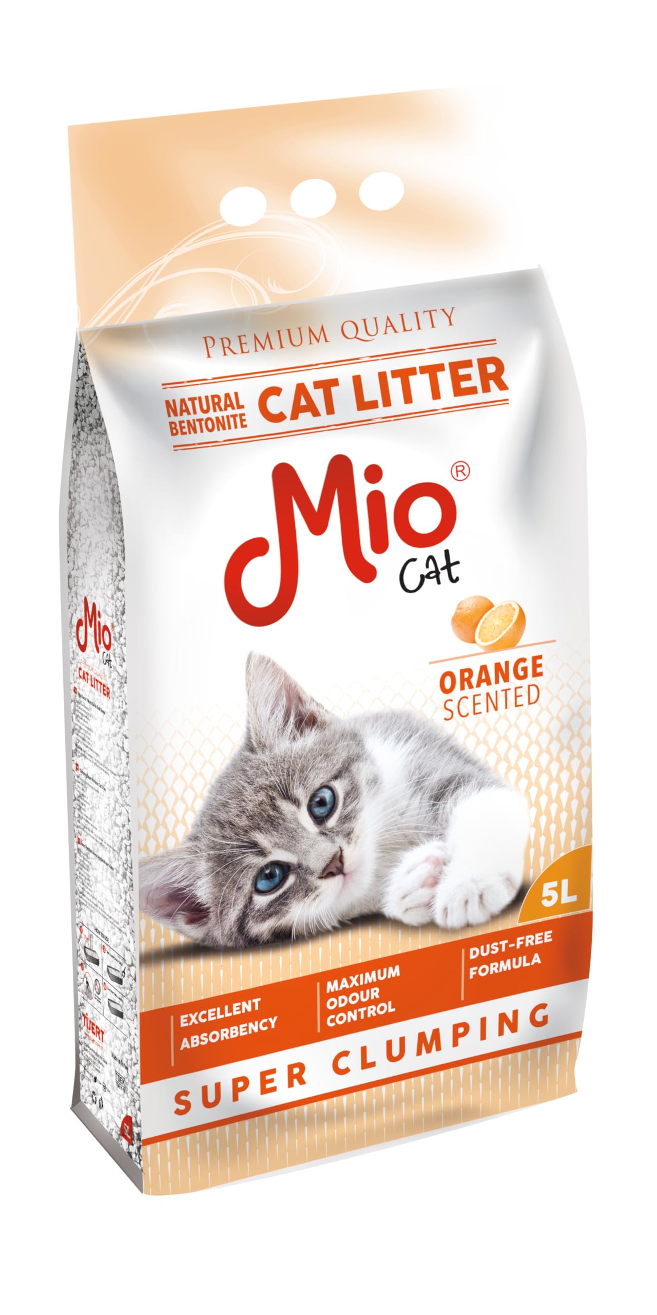 Mio Kedi Kumu, 5 lt. Portakal Kokulu Bentonit, Kalın