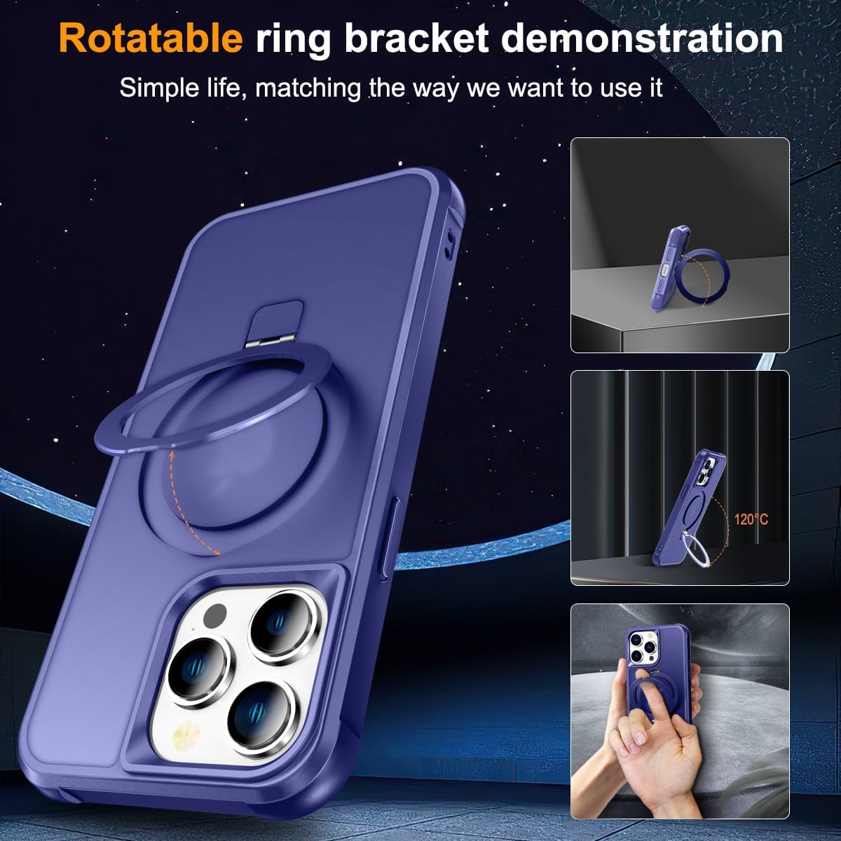 Case for iPhone 13 Pro with Magnetic Invisible Stand Compatible with MagSafe Lightweight and Translucent Matte Back Shockproof Protective Case Men Women Blue