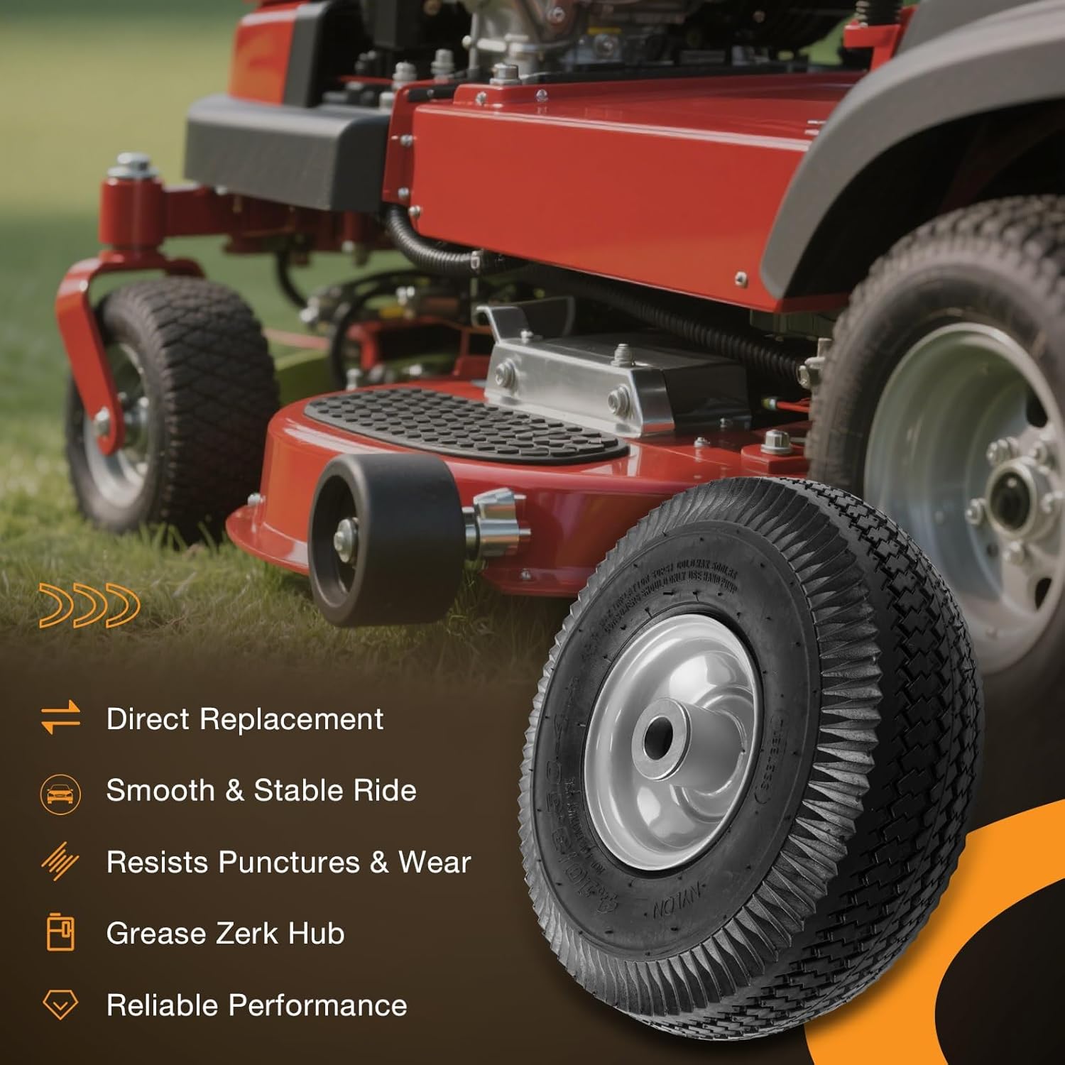 HQPASFY 2 Pack 105-3471 Front Wheel & Tire Assembly, 4.10/3.50-4 Tubeless Tire with 3/4" Bearings, Compatible with Toro TimeCutter Exmark Lawn Mowers