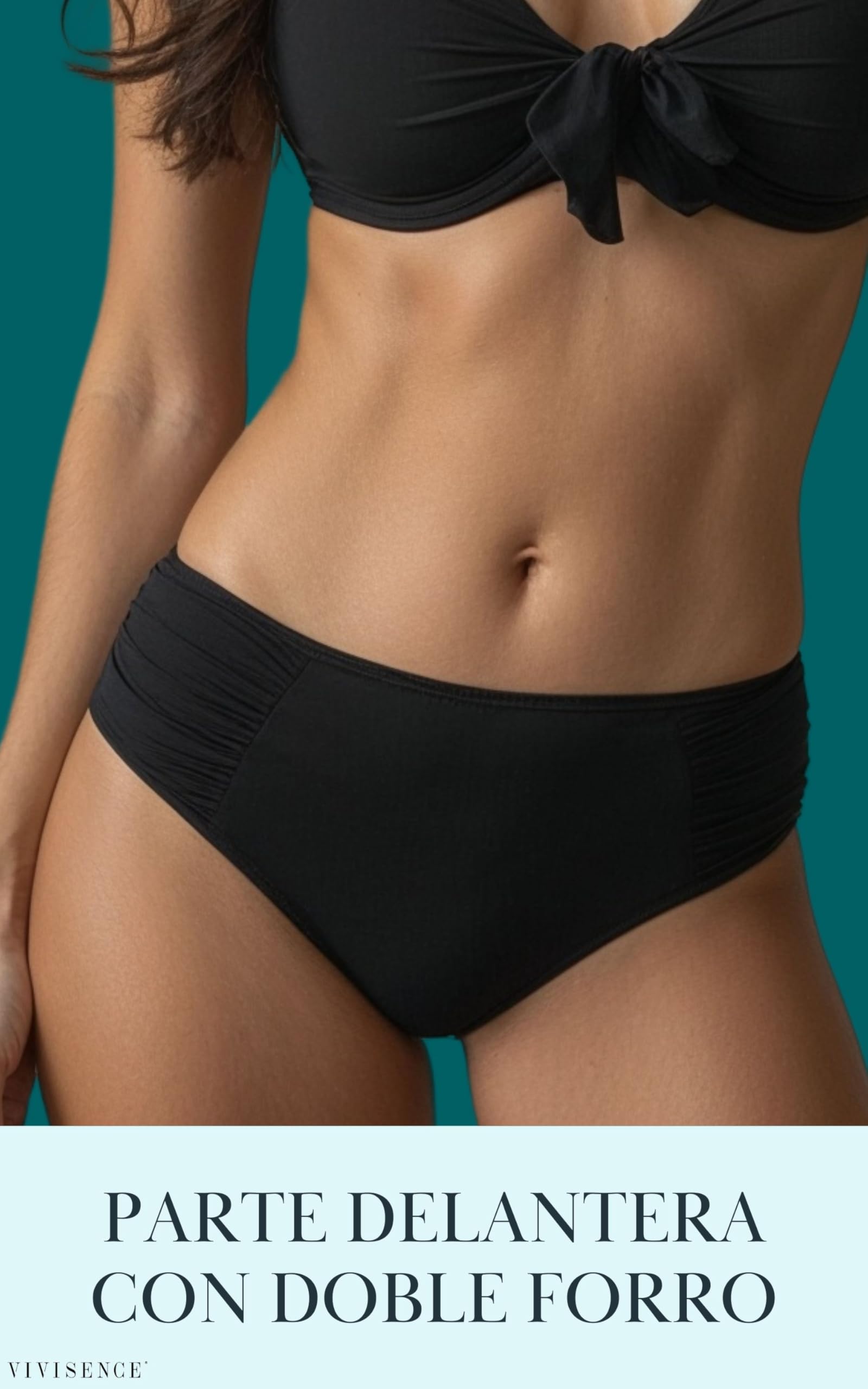 Vivisence Braguita De Bikini De Talle Alto Sin Estampado para Mujeres 3002