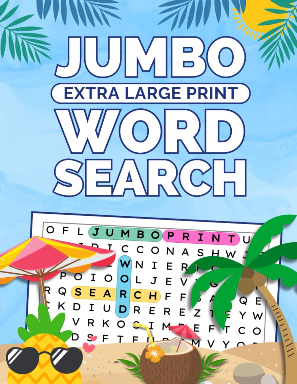 Jumbo Extra Large Print Word Search: Easy to Read Fun Themed Word Puzzles for Seniors and Elderly