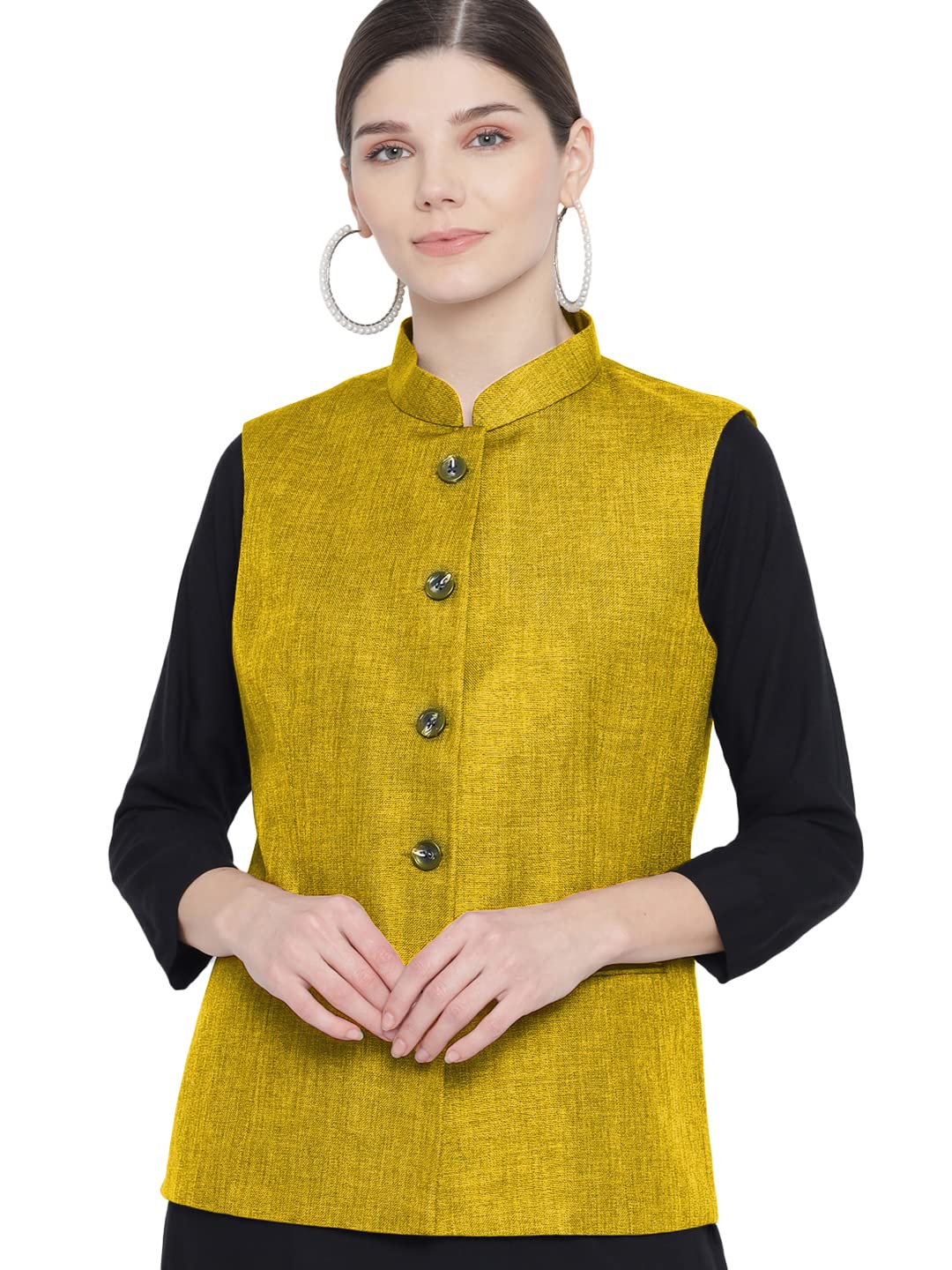 vastraa fusion Women's Solid Nehru Jacket-picture-10