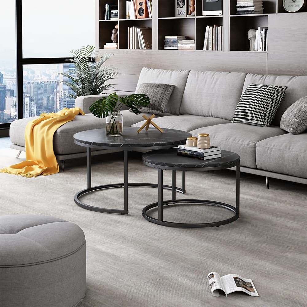 Vicco Couchtisch-Set Montreal, Schwarz, 77 x 40 cm 2 Teile, platzsparend klappbar und vielseitig kombinierbar