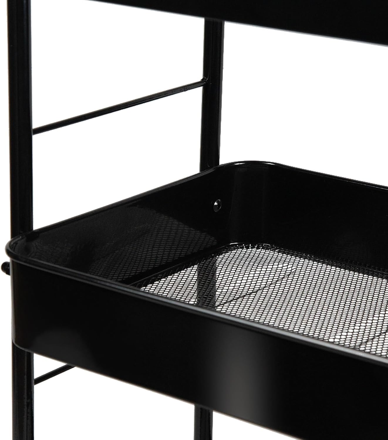 SUNLPH 3-Tier Rolling Utility Cart with Stopper Caster Wheels and 4 Hooks, Easy Assembly, for Kitchen, Bathroom, Living Room, Office (17.7”L x 12.2”W x 29.1”H, Black)