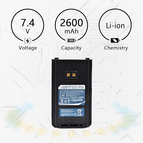 Miniatura 3 de Paquete de 2 baterías de iones de litio de 7.4V 2600mAh SBR-26Li de repuesto para radios portátiles Yaesu FT-25R FT-65R FTA-250