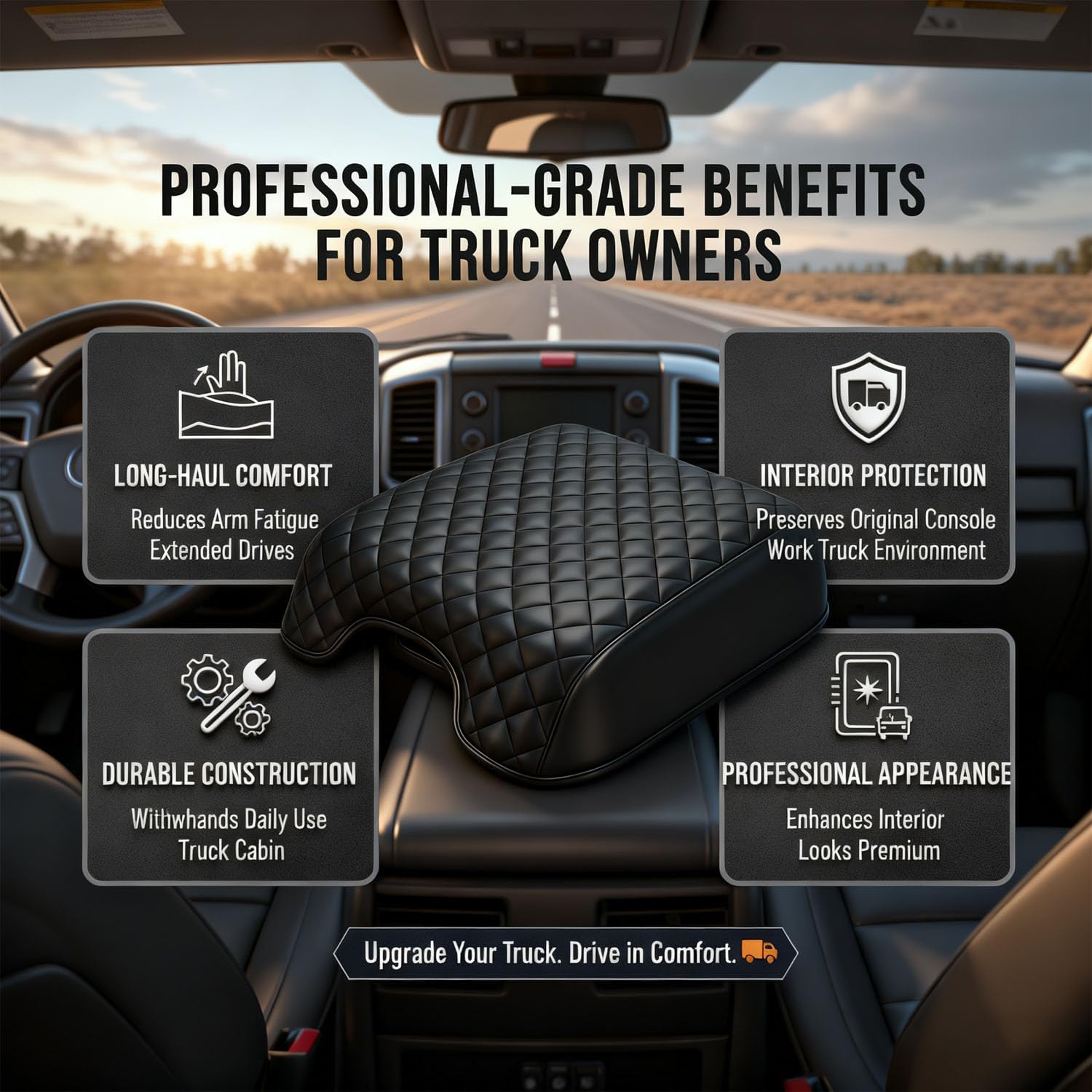 Center Console Cover Compatible with 2015-2020 Ford F150 / 2017-2022 F250 F350 F450 and 2018-2024 Expedition Accessories, Customized PU Leather Armrest Cover Protector (Bucket Seat Only)