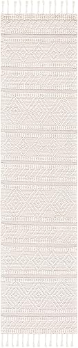 SAFAVIEH Natura Collection Alfombra de pasillo, 2 pies 3 pulgadas x 9 pies, marfil y beige, lana hecha a mano, ideal para zonas de alto tráfico en