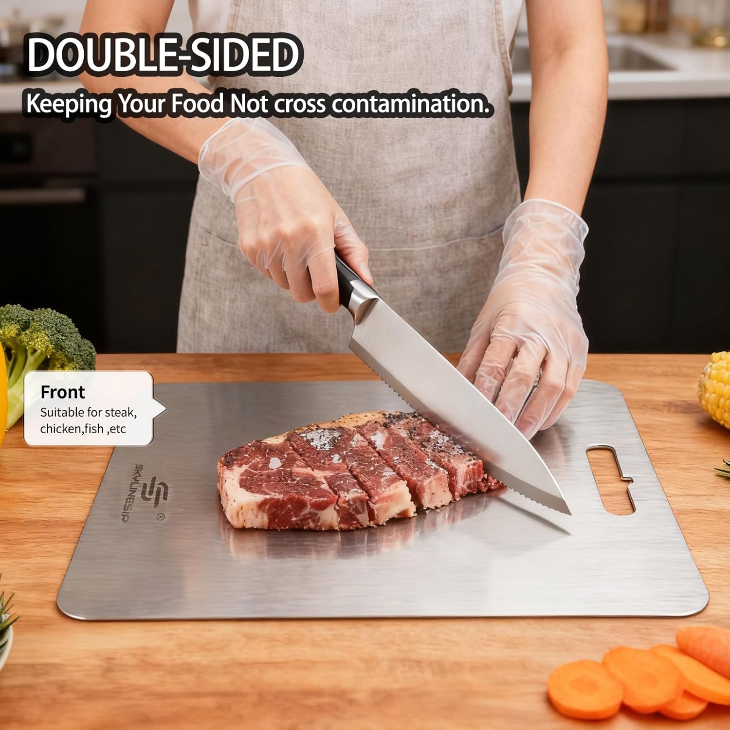 Titanium Cutting Board,100% Pure Titanium Cutting Boards for Kitchen, 2026 New Double Sided Food-Grade Chopping Board for Cutting Meat Vegetable Fruit (15"L x 11"W)