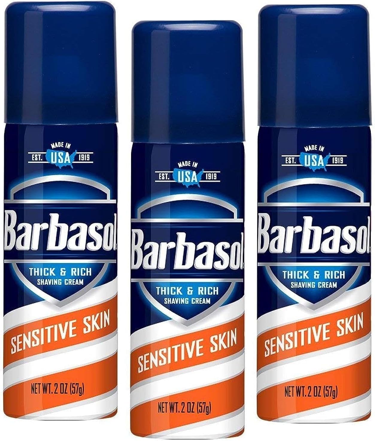 Barbasol Shave Cream Sensitive Skin Travel size 2 oz (Pack of 3)
