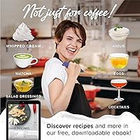 Vista 7 de PowerLix Potente espumador de leche de mano con soporte, funciona con pilas, varita espumadora para café, latte, capuchino, chocolate caliente, mini