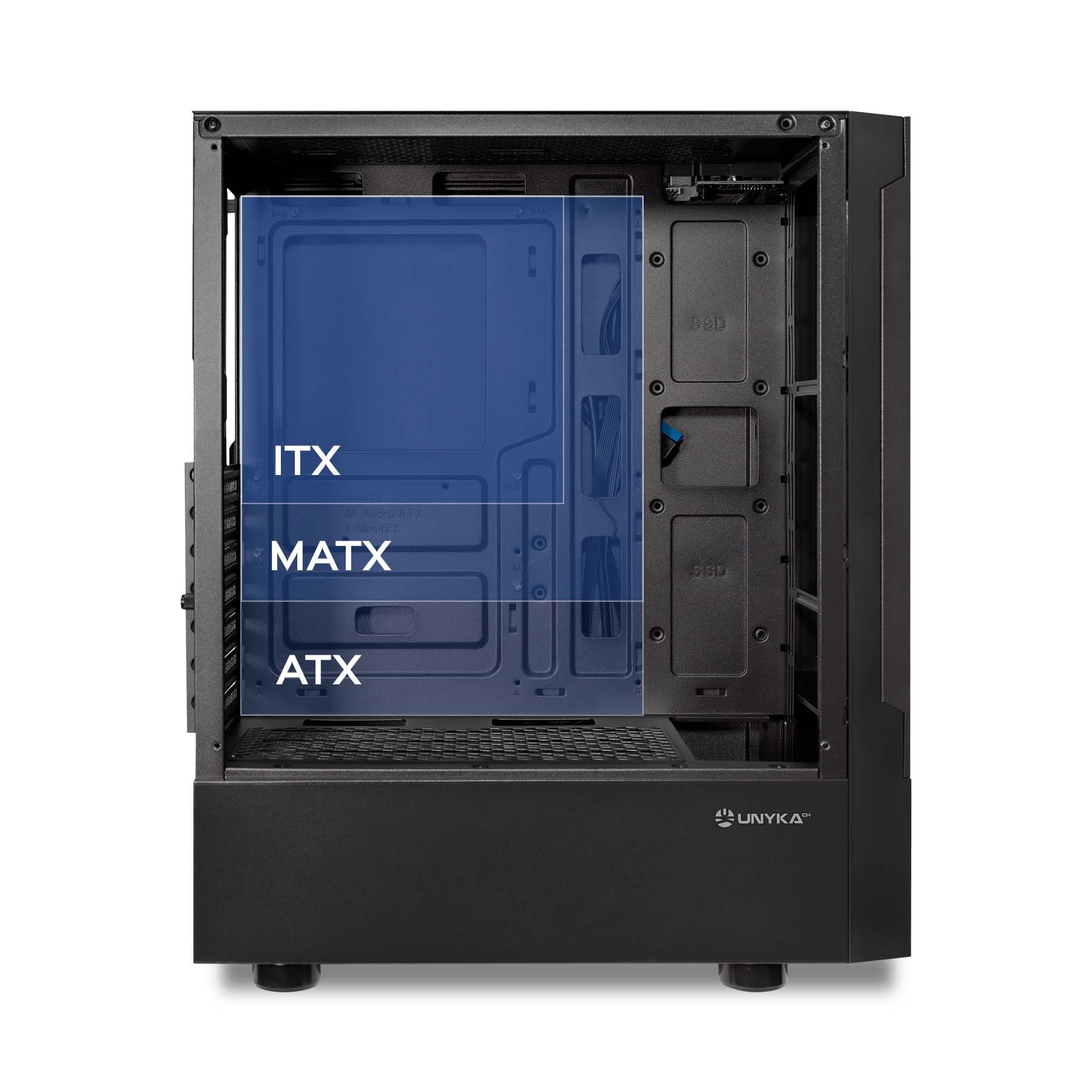 UNYKAch Caja ATX Aero C35,con Panel Lateral de Cristal Templado Tintado, con 2 Puertos USB 3.0, 1 USB 2.0, para Instalación de Tarjetas Gráficas de hasta 315 mm y Disipadores de CPU de hasta 160 mm