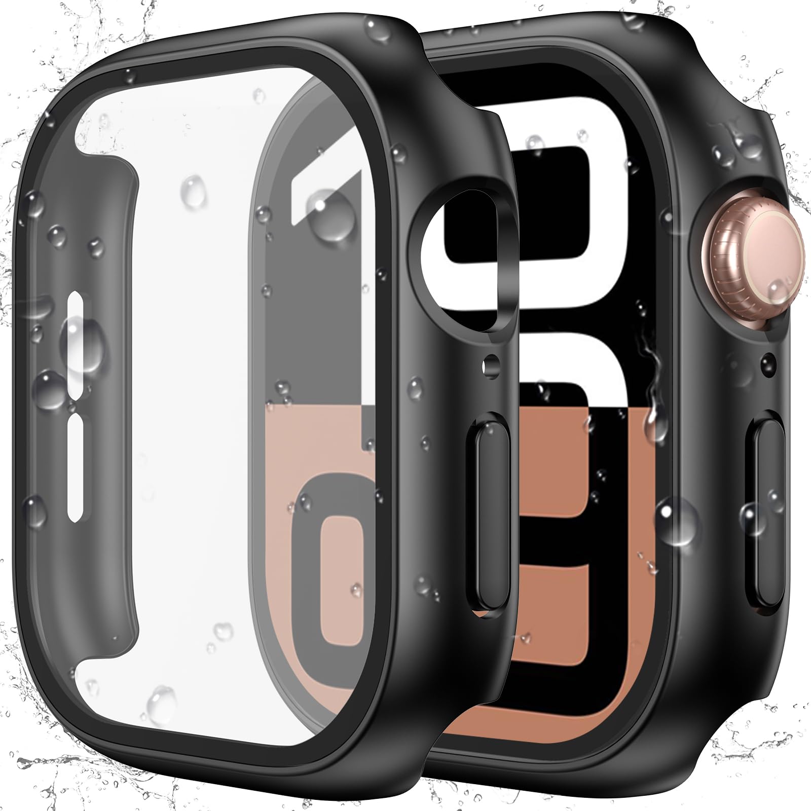 YIJDACASE 2 in 1 Waterproof Case for Apple Watch Screen Protector 46mm Series 10 Accessories with Tempered Glass Film Protective Face & PC Bumper Cover Compatible iWatch 46mm-image-44