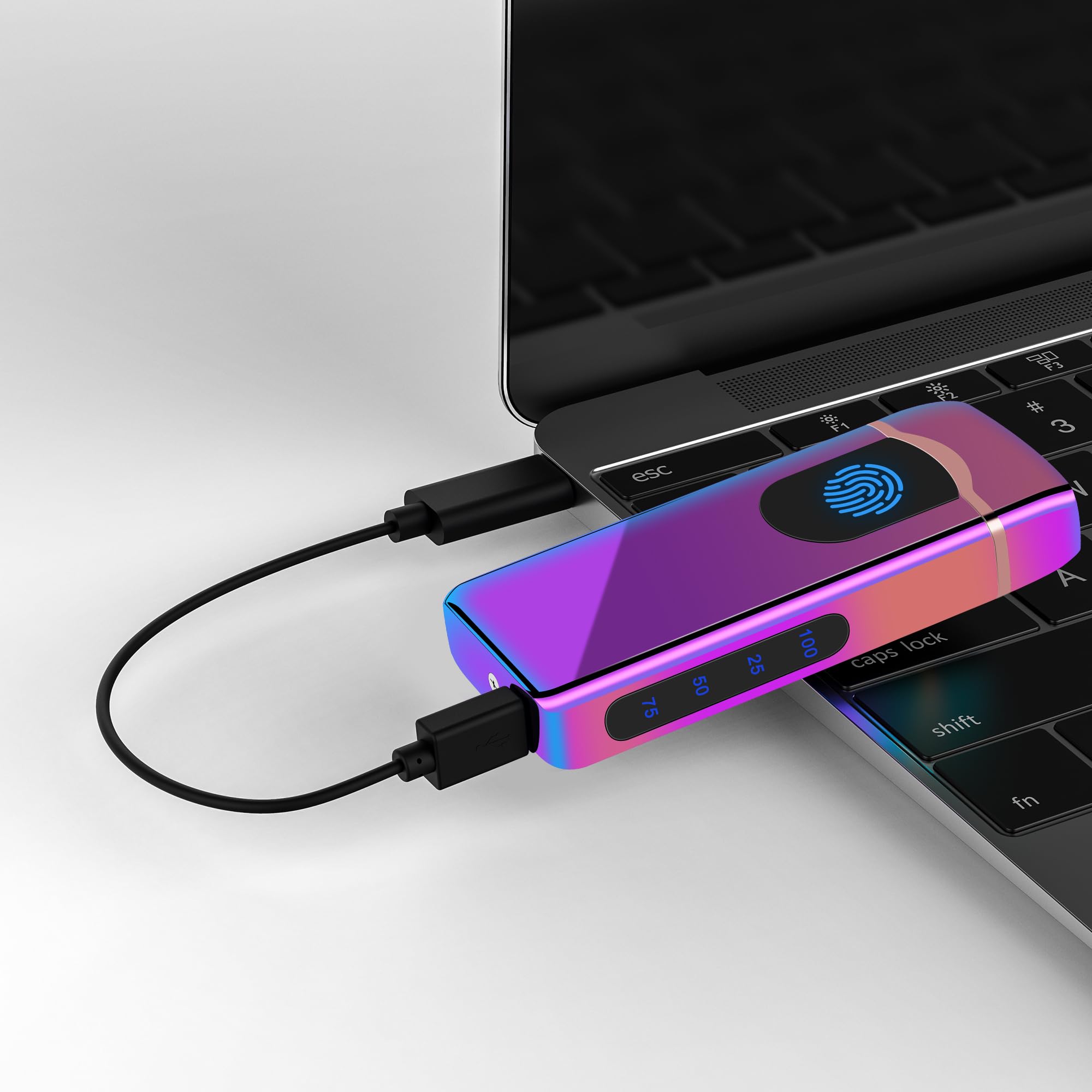 Encendedor de plasma de triple arco con batería de 500 mAh, recargable por USB, resistente al viento, encendedor fresco (colorido)