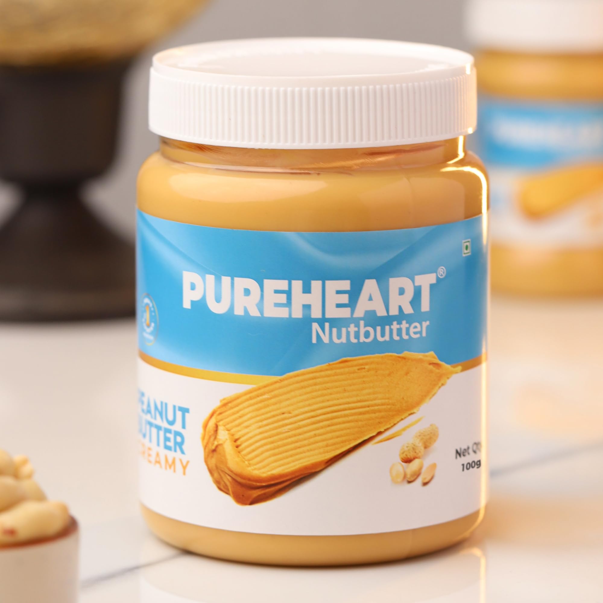 Pureheart Nutbutter Creamy Peanut Butter 100 gm | Natural & Premium Roasted Peanuts | High Protein, Rich in Fiber | Zero Trans Fats | for Tasty Breakfast & Post Workout Protein Snack-image-44