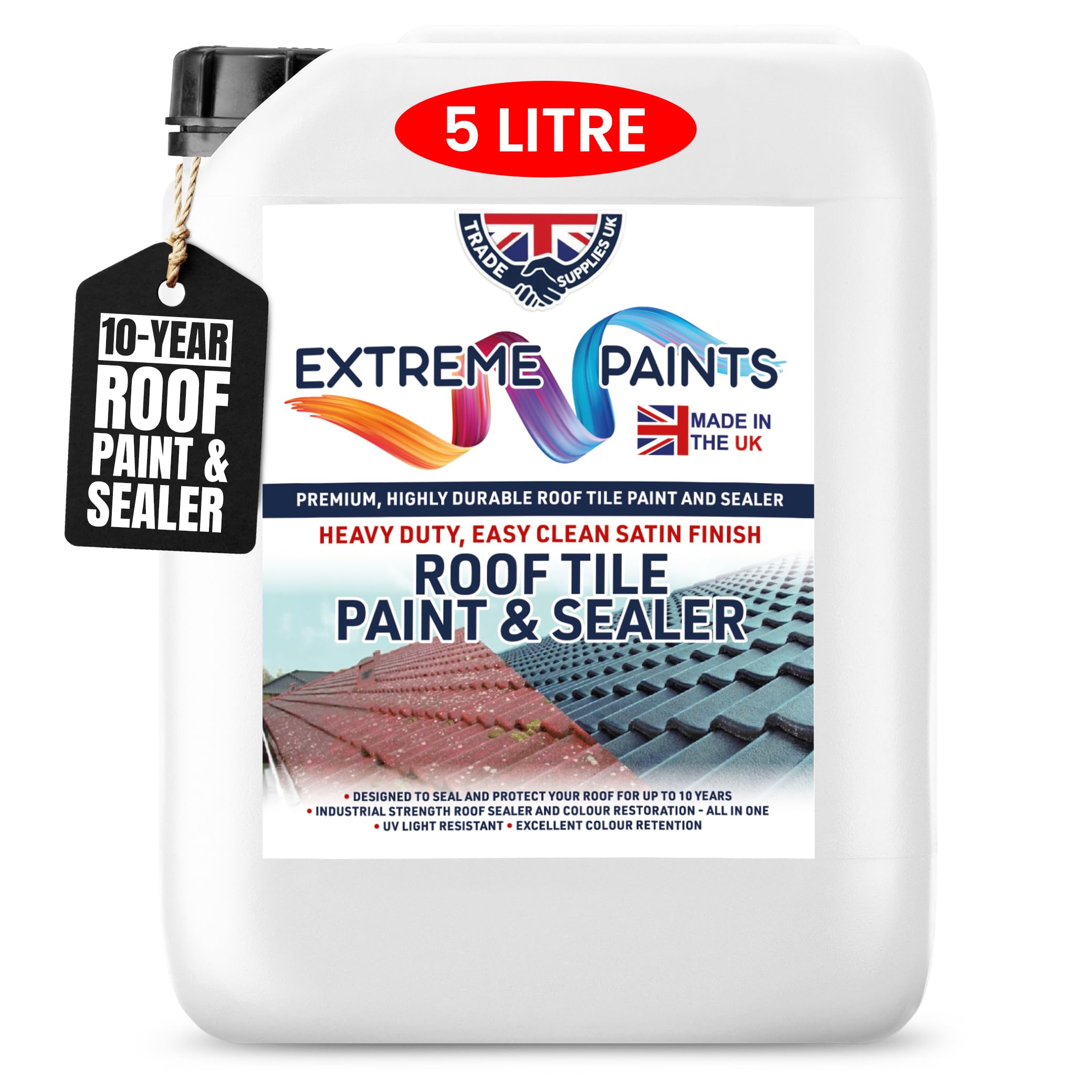 Trade Supplies Uk Terracotta - Extreme Roof Tile Paint & Sealer - Durable Acrylic Formula, Restores, Protects, Seals Roof Tiles, Uv Resistant - 5L