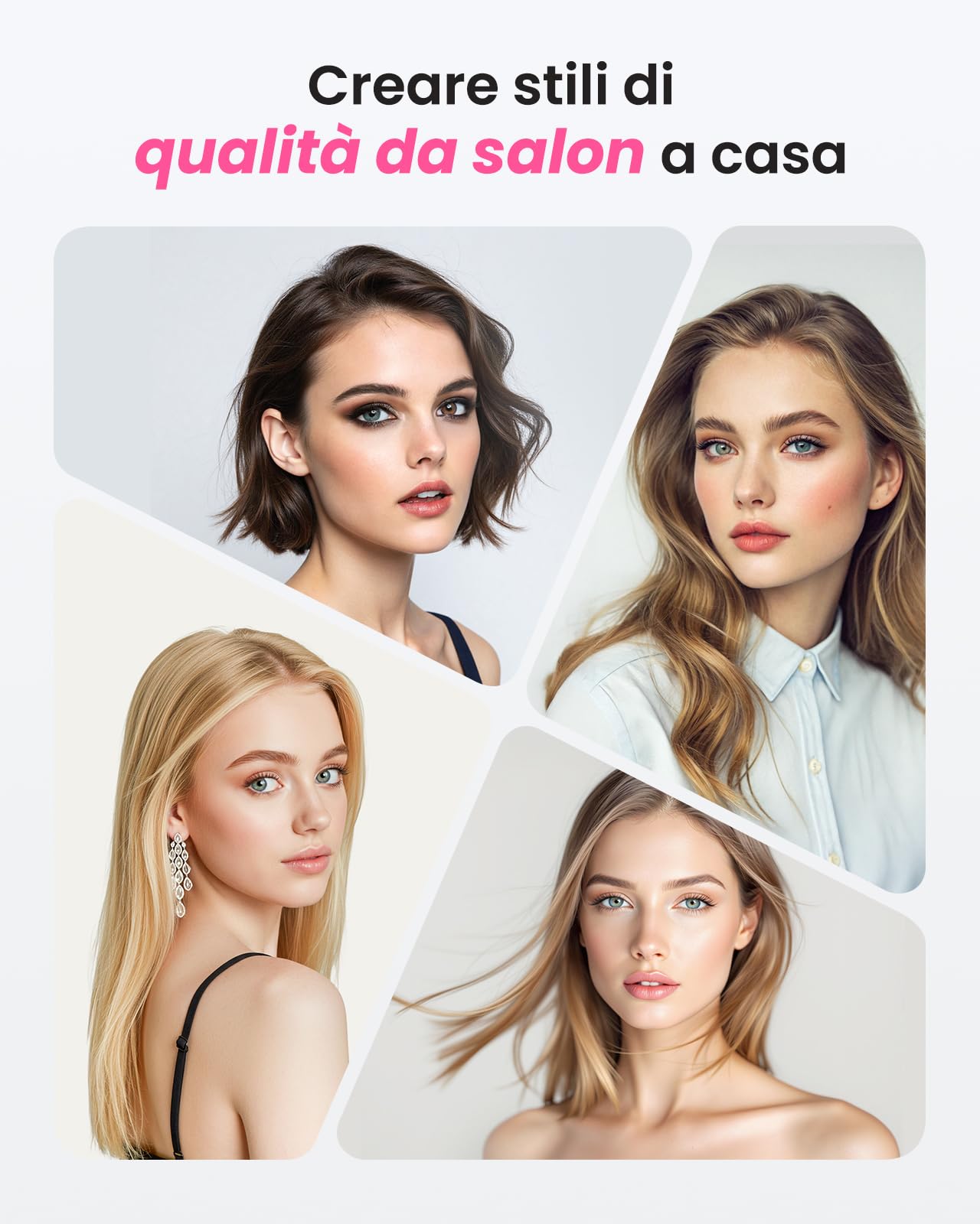 Thermal Brush per Capelli Asciutti 38mm, Ricci e Volume Effetto Salon in 8 Minuti, Spazzola Termica Ionica Anti Crespo, 6 Livelli di Calore, Display LED, Doppia Tensione, Rosa