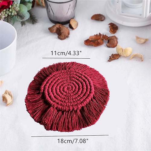 Miniatura 3 de 2 posavasos de macramé, hechos a mano, con borlas, resistentes al calor, manteles individuales tejidos para mesa de comedor, cocina, decoración