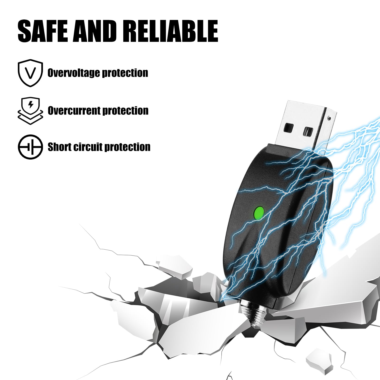 4pz Adattatori per Cavi di Ricarica USB Intelligenti con Indicatore LED, Caricabatterie con Protezione da Sovraccarico Cavo Adattatore USB Caricabatterie con Filettatura per Più Dispositivi