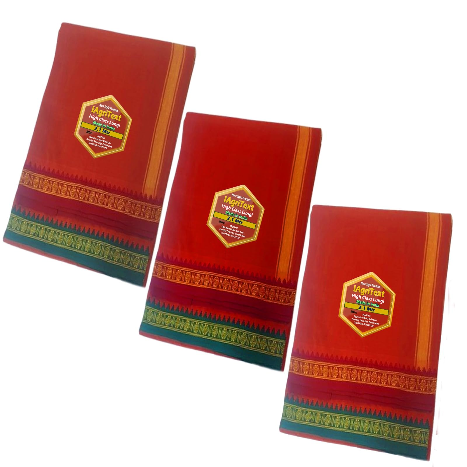 IAgriText Cotton MultiColor Stitched Casual Lungi/Dhoti for Men - Ready to Wear