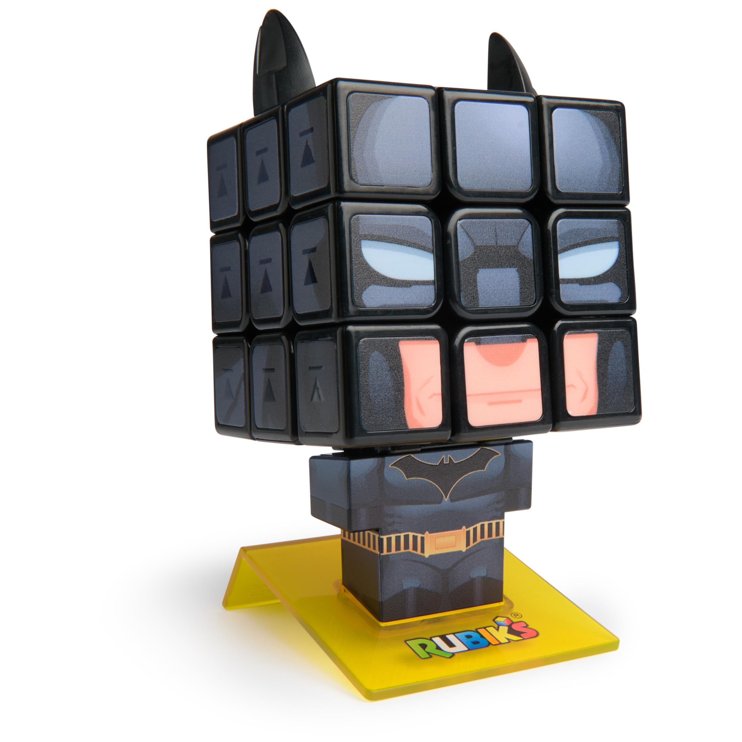 Rubik’s Cube, Batman Cuber, DC Comics Collectible Fidget Toy & Desk Decor, Classic Color-Matching Puzzle, Problem-Solving Brain Teaser for Fans of Batman Toys, for Ages 8 & Up