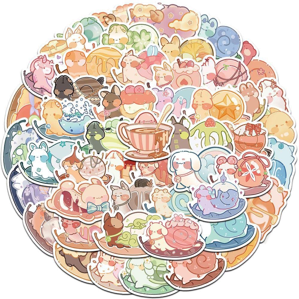 50Pcs Snail Stickers Laptop Car Scrapbook Phone Skateboard Suitcase Luggage Bike Snail Stickers Vinyl Waterproof Aesthetic Personalised Stickers for Teens Boys Girls Adults Children